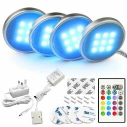 EONLION 4X RGB LED Under Cabinet Light Kit Counter Kitchen Display in White - thumbnail 1