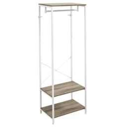HOMCOM Coat Rack, 2-in-1 Clothes Stand w/ Shoe Storage, 168cm Free Standing Hall Tree w/ Hanging Rail & 2 Storage Shelves for Hallway, Entryway - thumbnail 2