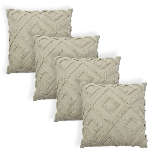 OHS 4 Pack Tufted Arch Cushion Cover in Green - Size: 45 cm x 45 cm - image 1