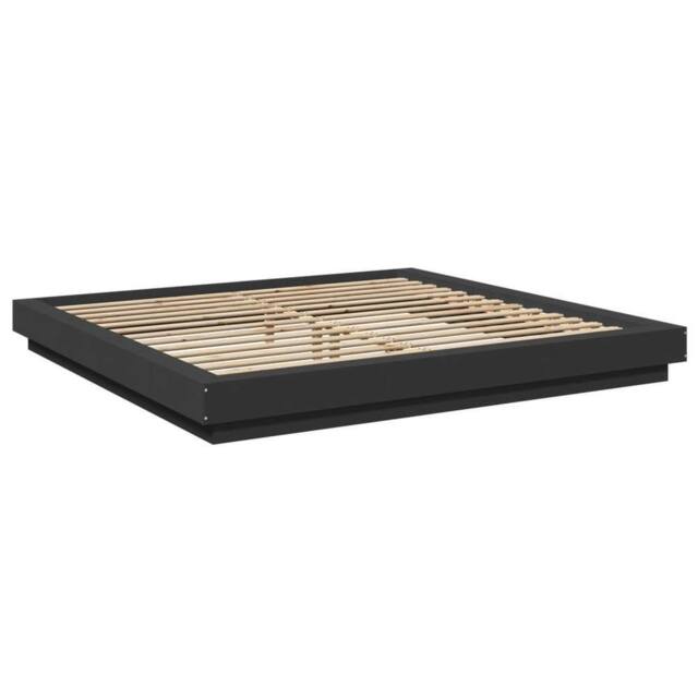 Berkfield Home Durable Bed Frame with LED Lights without Mattress Black 180x200cm - Size: Super King - image 1