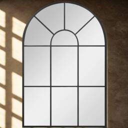 Pirlo Plush Large Arched Metal Wall Mirror For Bedroom Living Room in Black - thumbnail 5