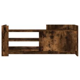 Berkfield Home TV Cabinet Smoked Oak 100x35x40 cm Engineered Wood in Dark Brown - Size: 100 x 35 x 40 cm - thumbnail 4
