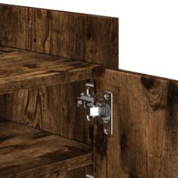 Berkfield Home TV Cabinet Smoked Oak 100x35x40 cm Engineered Wood in Dark Brown - Size: 100 x 35 x 40 cm - thumbnail 9