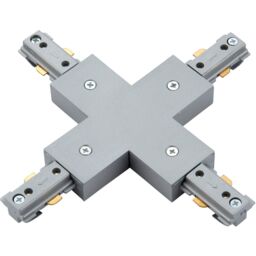 Loops Commercial Track Lighting Cross X-Connector - 182mm x 182mm - Silver Rail System in Metallics - thumbnail 1