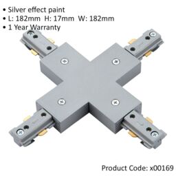 Loops Commercial Track Lighting Cross X-Connector - 182mm x 182mm - Silver Rail System in Metallics - thumbnail 2