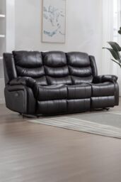 More4Homes Seattle 3 Seater Electric High Back Bonded Leather Recliner Sofa in Brown - thumbnail 1