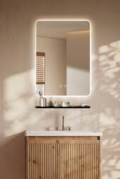 Fascinate Oblong LED Bathroom Mirror - Backlit Halo, 50x70cm, Anti-Fog, Tempered HD Glass in Silver - Size: 50x70 cm - thumbnail 1