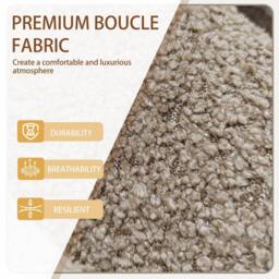 SONARA Set of 2 Modern Bouclé Fabric Dining Chairs with Metal Legs in Khaki - thumbnail 8