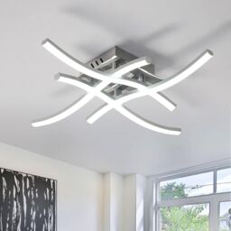 COMELY 24W Modern Ceiling Lights with 4 Curved Lamps, Cold White Light 6500K in Silver - thumbnail 1