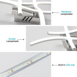 COMELY 24W Modern Ceiling Lights with 4 Curved Lamps, Cold White Light 6500K in Silver - thumbnail 8
