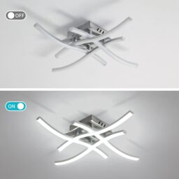 COMELY 24W Modern Ceiling Lights with 4 Curved Lamps, Cold White Light 6500K in Silver - thumbnail 7