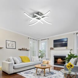 COMELY 24W Modern Ceiling Lights with 4 Curved Lamps, Cold White Light 6500K in Silver - thumbnail 5