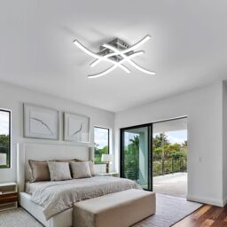 COMELY 24W Modern Ceiling Lights with 4 Curved Lamps, Cold White Light 6500K in Silver - thumbnail 4