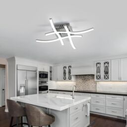 COMELY 24W Modern Ceiling Lights with 4 Curved Lamps, Cold White Light 6500K in Silver - thumbnail 3