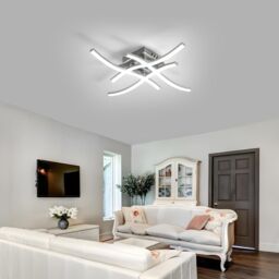 COMELY 24W Modern Ceiling Lights with 4 Curved Lamps, Cold White Light 6500K in Silver - thumbnail 2