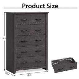 Kelvenix Modern Chest of Drawers in Dark Grey - Size: 0.6m2 - thumbnail 2