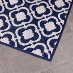 Charles Bentley Blue Patterned Weatherproof Rug 120x170cm - Size: 120 cm x 170 cm - thumbnail 4