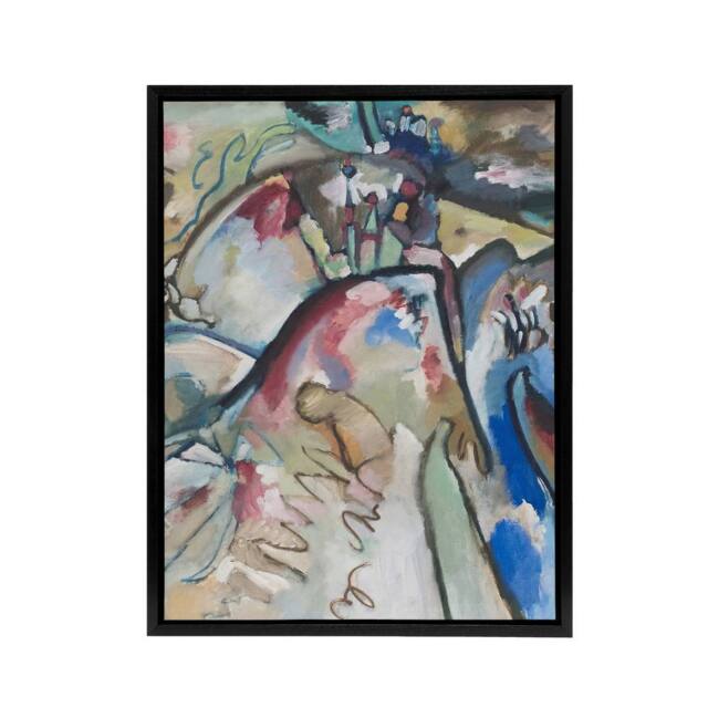 "Artery8 Improvisation 21A Abstract Landscape Kandinsky Framed Canvas Wall Art - Size: W12"" x H16""" - image 1