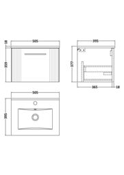 Balterley Wall Hung 1 Drawer Vanity Unit - Minimalist Basin 500mm, Satin Blue - thumbnail 8