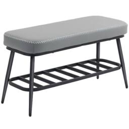 Wyld Haus Hanoke Grey Faux Leather Shoe Storage Bench with Cushioned Seat - thumbnail 2