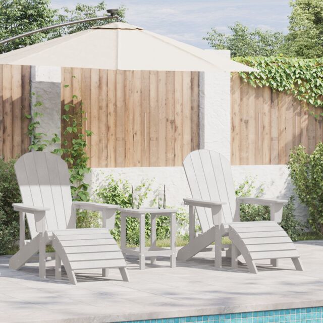 Berkfield Home Adirondack Chairs with Footrests 2 pcs White HDPE - image 1