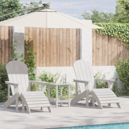 Berkfield Home Adirondack Chairs with Footrests 2 pcs White HDPE - thumbnail 1