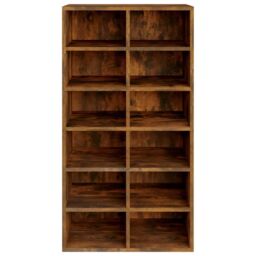 Berkfield Home Shoe Rack Smoked Oak 54x34x100.5 cm Engineered Wood in Brown - thumbnail 4