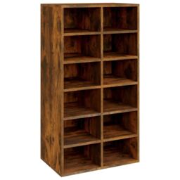 Berkfield Home Shoe Rack Smoked Oak 54x34x100.5 cm Engineered Wood in Brown - thumbnail 2