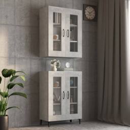 Berkfield Home Hanging Wall Cabinet Concrete Grey 69.5x34x90 cm - thumbnail 2