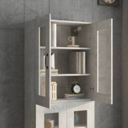 Berkfield Home Hanging Wall Cabinet Concrete Grey 69.5x34x90 cm - thumbnail 9