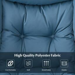 Costway Lazy Chair w/ Ottoman Leisure Reading Chair Lounge Chair w/ Pillow in Blue - thumbnail 5