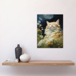 "Artery8 Norwegian Forest Cat Sunbathing In Wildflower Meadow Oil Painting Unframed Wall Art Print Poster Home Decor Premium - Size: W12"" x H16""" - thumbnail 4