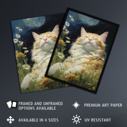 "Artery8 Norwegian Forest Cat Sunbathing In Wildflower Meadow Oil Painting Unframed Wall Art Print Poster Home Decor Premium - Size: W12"" x H16""" - thumbnail 2
