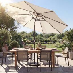 OUTSUNNY 2.7 m Garden Parasol Umbrella with Cross Base, Sandbag in Cream - Size: 3m - thumbnail 1