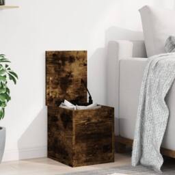 Berkfield Home Storage Box Smoked Oak 30x35x35 cm Engineered Wood in Brown - Size: 30 x 35 x 35 cm - thumbnail 1