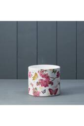 KDMD White & Pink Floral Butterfly Pot