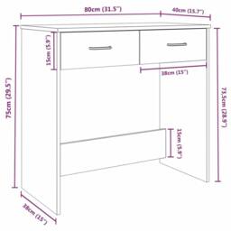 Berkfield Home Elegant Desk Smoked Oak 80x40x75 cm Engineered Wood in Brown - Size: 80 x 40 x 75 cm - thumbnail 7