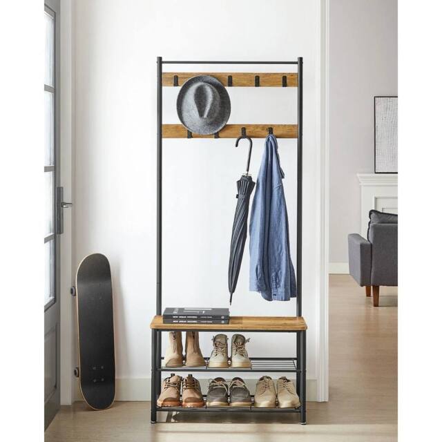KORVIXA Coat Rack Hallway Cabinet Clothes Rack in Brown - Size: 500mm - image 1