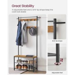 KORVIXA Coat Rack Hallway Cabinet Clothes Rack in Brown - Size: 500mm - thumbnail 4