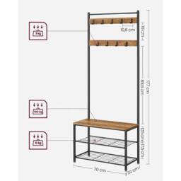 KORVIXA Coat Rack Hallway Cabinet Clothes Rack in Brown - Size: 500mm - thumbnail 2