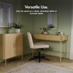 VonHaus Landos Tambour Design Home Office Computer Desk in Natural - Size: 1 Pack - thumbnail 2