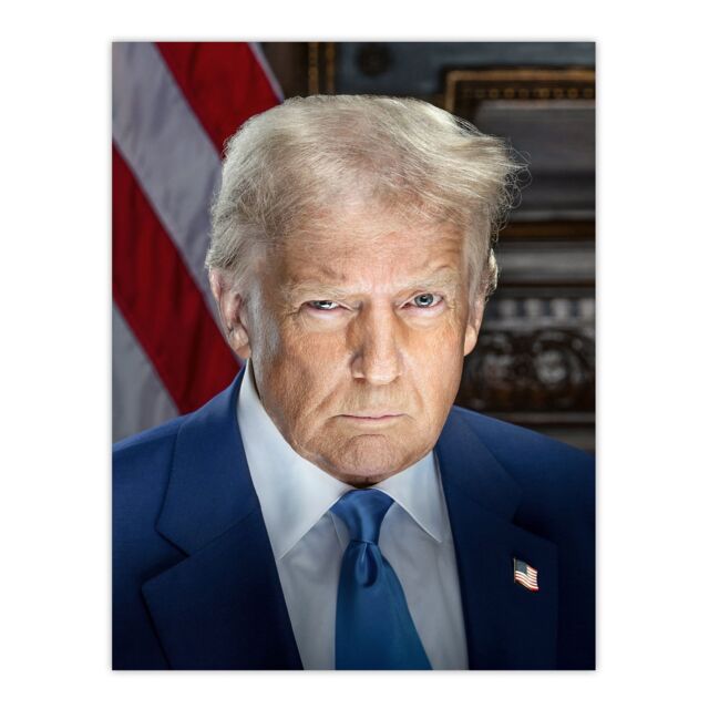 "Artery8 United States 47th President Donald Trump Portrait Wall Art Print in Blue - Size: W12"" x H16""" - image 1