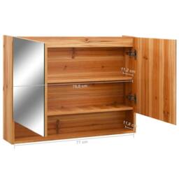 Berkfield Home LED Bathroom Mirror Cabinet Oak 80x15x60 cm MDF in Brown - Size: 80 x 15 x 60 cm - thumbnail 9