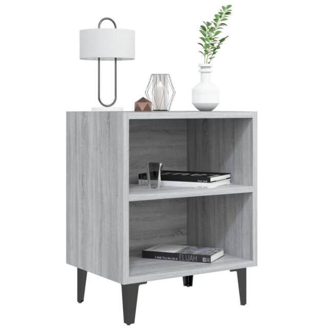 Berkfield Home Sturdy Bed Cabinet with Metal Legs Grey Sonoma 40x30x50 cm - Size: 40 x 30 x 50 cm - image 1