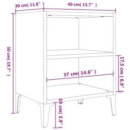 Berkfield Home Sturdy Bed Cabinet with Metal Legs Grey Sonoma 40x30x50 cm - Size: 40 x 30 x 50 cm - thumbnail 6