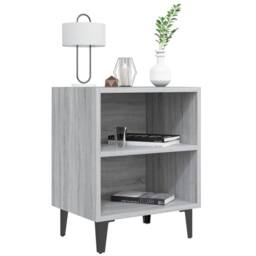 Berkfield Home Sturdy Bed Cabinet with Metal Legs Grey Sonoma 40x30x50 cm - Size: 40 x 30 x 50 cm - thumbnail 1
