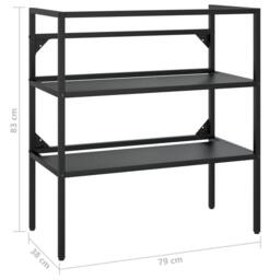 Berkfield Home Bathroom Washbasin Frame Black 79x38x83 cm Iron - Size: 79 x 38 x 83 cm - thumbnail 7