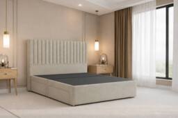 "Chester & Oakley Lorenzo Plush Divan Bed Base No Drawers - 54"" Headboard in Cream - Size: Double" - thumbnail 2