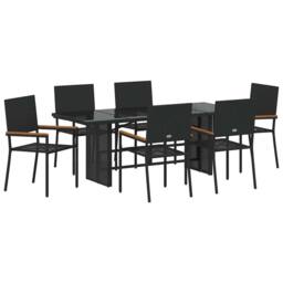 Berkfield Home 7 Piece Garden Dining Set Black Poly Rattan - thumbnail 2