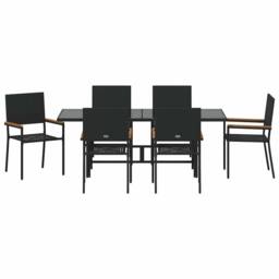 Berkfield Home 7 Piece Garden Dining Set Black Poly Rattan - thumbnail 7